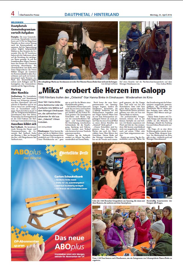 Oberhessische Presse, 26. April 2016